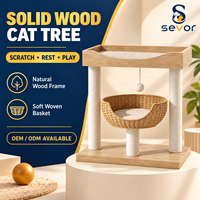 Arbre à chat en peluche avec lit intégré, griffoir en sisal, mobilier en bois massif de grande taille et peu encombrant pour chats Ragdoll