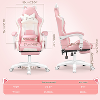 Chaise de jeu pour étudiants au prix d'usine, accoudoirs réglables, mousse haute densité, cuir, coussin de nuque personnalisé, chaise PC réglable en hauteur