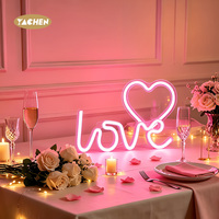 Letrero Luminoso LED de Corazón YACHEN, Lámpara Decorativa de Pared con Batería USB, Disponible para Decoración de Dormitorio, Bodas, San Valentín, Cumpleaños y Fiestas