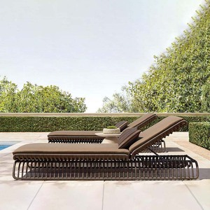 Tumbona de ratán impermeable para exteriores moderna para jardín, tumbona, piscina, playa, patio, diseño de Hotel, cama de ocio para villas - Product Image 1