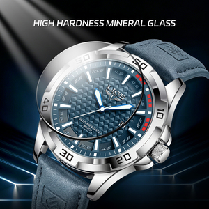Reloj de Pulsera LIGE LG89290 para Hombre, de Cuero Azul, con Fecha, Resistente al Agua, de Lujo, Analógico, Luminoso, Relojes De Hombre + Caja de Regalo - Product Image 3