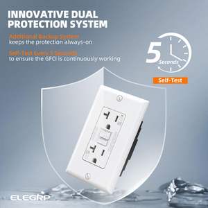 ELEGRP Pacote com 2 Tomadas GFCI 20 Amp, Interruptor de Circuito de Falha à Terra Resistente às Intempéries, Tomadas GFI com Indicador LED - Product Image 2