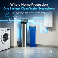 Adoucisseur d'eau domestique 1500 LPH en acier inoxydable 304 de qualité alimentaire avec résine cationique, détartrage automatique de l'eau dure et protection de chaudière