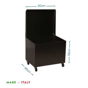 Carro de acero pintado de negro con tapa para leños y pellets de chimenea, 504055 cm - Product Image 2