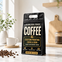 Sachet d'emballage de café écologique personnalisé en PET/AL/PE laminé, sac kraft thermoscellable à fermeture éclair, fond plat découpé