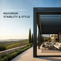 Pérgola de Techo Motorizado con Persianas Elite para Salón de Degustación de Vinos en Bodegas de Lujo, Jardín Privado, Observatorio Panorámico
