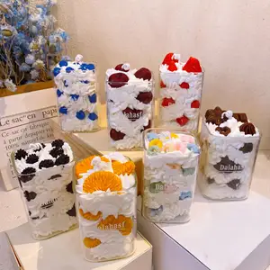 Macaron Serie Nieuw Design Ijskruid Fruitgeurkaars Aardbei En Chocoladekaars Met Mooie Kopjes