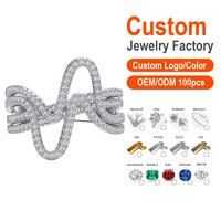 Bague audacieuse à double couche incurvée pavée de zircons cubiques ronds AAA, en argent sterling 925 plaqué platine, bijoux de tapis rouge
