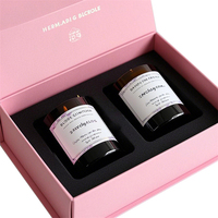 Boîtes d'emballage de luxe roses pour bougies en gros, en carton rigide, avec couvercle luxueux, matériaux recyclés, gaufrées et pelliculées mat
