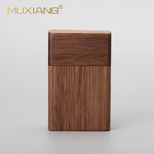Muxiang Solid Wood Cigarette Box Black Walnut Rectangular Handmade Dugout Case For Export - Product Image 2