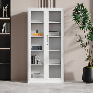 Metal Home Furniture Office Glass <b>Door</b> File Storage Steel Cabinet White Steel Cupboard Steel Book <b>Shelf</b> 2 <b>Door</b> Cupboard - Product Image 2