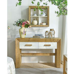 INNOVA Mueble Auxiliar Retro Personalizable, Gabinete Lateral de Madera Sólida Natural, Estilo Rústico, para Sala de Estar, Entrada, Almacenamiento Multifuncional - Product Image 1