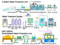 Ligne complète de remplissage et d'embouteillage d'eau potable entièrement automatique 3 en 1 330ml 500ml 2000bph 5000bph