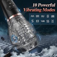Masturbateur masculin mains libres à double moteur, 10 vibrations puissantes, avec fonction de poussée et de succion, 100%