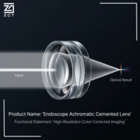 Lentille achromatique cémentée en verre optique pour endoscopes d'imagerie médicale, objectifs d'endoscopie et instruments optiques de précision