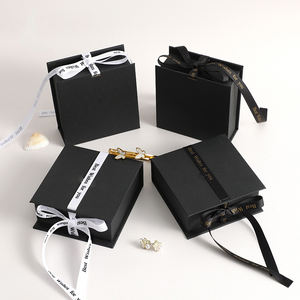 Custom Logo Cardboard <b>Paper</b> Luxury Jewelry Gift <b>Box</b> Drawstring Closure 9*9*3.5CM Square Modern Design for Rings Earrings - Product Image 4