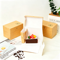 Boîte à gâteau en papier kraft avec poignée portable, emballage personnalisé pour pâtisserie et desserts à emporter