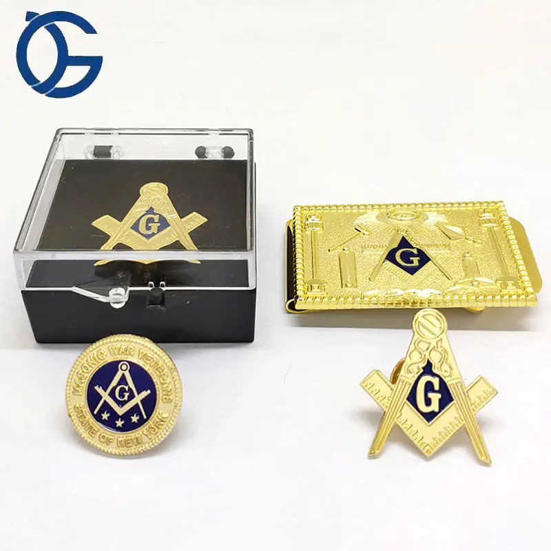 Pin Rotary Free Mason Vergoldete Zink legierung Metall Custom Abzeichen Weiche harte Emaille Freimaurer Anstecknadel