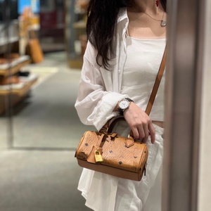 Borsa a Tracolla MC in Vera Pelle Stampata, Elegante Borsetta da Donna, Nuova Moda Versatile, Stile Boston - Product Image 1