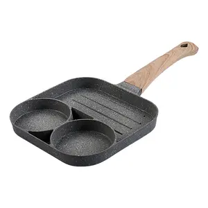 Aluminium Ei Friteuse Keuken Koken Pot Steak Omelet Koekenpan Non-stick Steen Coating Gebakken Ei Pan Met 2-Gat