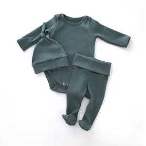 गोद गर्दन लंबी आस्तीन bodysuit कपास रिब नवजात होम संगठन लिंग तटस्थ बेबी कार्बनिक काटने का निशानवाला कपड़े