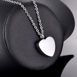 Stainless Steel Simple Plain Heart <strong>Charms</strong> <strong>Silver</strong> Color Memorial Ashes Cremation Urn Pendant Necklace Jewelry for Pet or Human - Product Image 6