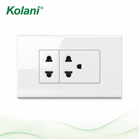 Prise murale universelle combinée 2 et 3 trous, double unité encastrée 120, 16A 250V, volet de sécurité, panneau PC blanc pour appartement