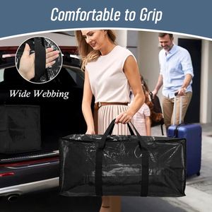 Custom Oversized Clothes Storage Shopping Foldable PP Woven Moving <b>Bags</b> With Reinforced Handles - Product Image 6