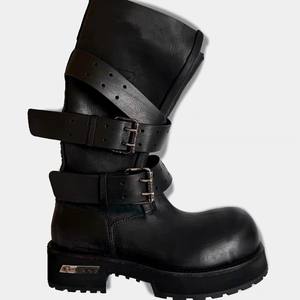Fabricant personnalisé femmes rétro boucle de ceinture Venom <span class=keywords><strong>bottes</strong></span> grand tube fond épais moto vintage <span class=keywords><strong>gros</strong></span> orteil femmes mollet Punk <span class=keywords><strong>bottes</strong></span> - Product Image 5