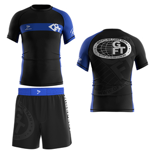 Ensemble d'équipement de combat professionnel noir GFTEAM avec impression inspirée, rashguard résistant aux déchirures + short de BJJ léger - Product Image 3