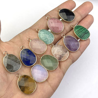 Pendentifs en pierres précieuses naturelles facettées, pendentifs en pierre de lapis-lazuli en forme de goutte d'eau ovale facettée pour colliers 25x18mm
