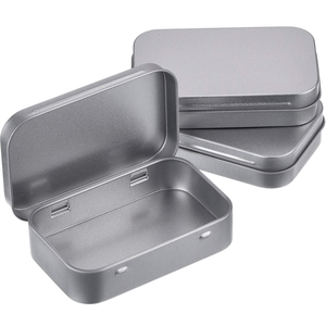 Customized Logo Food Grade Rectangular <b>Tin</b> Can Metal Packing Box Offset Printing Plain Hinged Glossy Finish <b>Storage</b> Case - Product Image 1