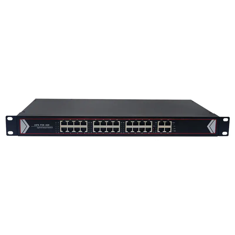 Fast-Ethernet 24 puertos PoE con 4 Gigabit Uplink Switch 48V 260W Power Over Ethernet 28 puertos POE + Switch