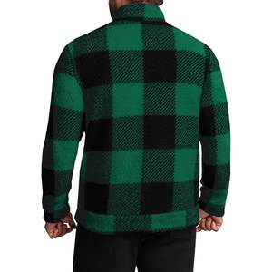 2025 hommes hiver chaud polaire sweat Buffalo Plaid pull avec quart de fermeture éclair et broderie 3D floue Sherpa Style - Product Image 2