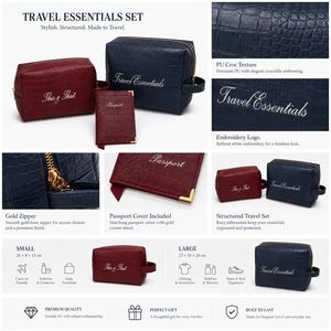 Pochette de maquillage de luxe en cuir PU imitation crocodile avec logo brodé, trousse de toilette de voyage imperméable pour femmes, vente en gros - Product Image 4