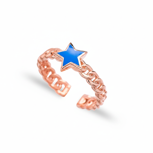 Star Design Colorful Blue Enamel <b>Adjustable</b> <b>Ring</b> Turkish Handmade Wholesale 925 <b>Sterling</b> <b>Silver</b> Jewelry - Product Image 2