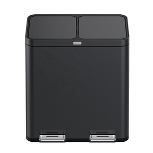 2 In 1 Trash Cans Large Two Compartments Dustbin Waste Bin