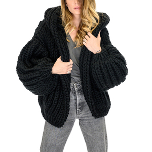 Personnalisé lâche paresseux vent à capuche cardigan <span class=keywords><strong>pull</strong></span> décontracté tricoté <span class=keywords><strong>pull</strong></span> pour les femmes - Product Image 1
