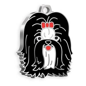 Placa de Identificación para Perro Shih Tzu, Colgante de Esmalte Negro, Etiqueta de Identificación para Mascotas - Product Image 1