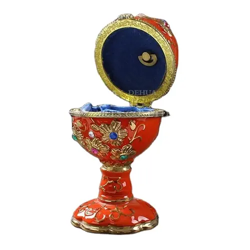 Декоративная керамическая шкатулка для украшений в форме яйца, высококачественный дизайн золотого цветка