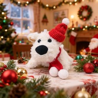 Mignon West Highland Rouge En Peluche Pendentif Chiot Cheveux Poupée En Peluche Jouet Chandail Debout Chiot Poupée Charme Porte-clés En Peluche Jouet