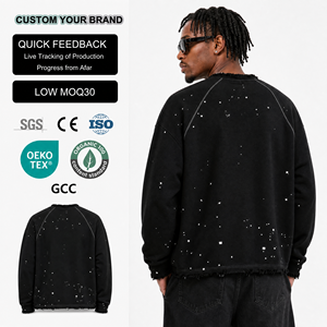 เสื้อสเวตเชิ้ตผู้ชาย คอโอ วินเทจ ผ้าฝ้าย 100% แขนแร็กแลน ปลายแขนยางยืดลายทาง ทรงโอเวอร์ไซส์ สไตล์ลำลอง สปอร์ต - Product Image 2
