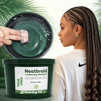 Gel Fijador para Peinados NeatBraid, a Base de Hierbas Orgánicas, Unisex, Tamaño Grande de 64 oz, Sin Alcohol, Fijación Fuerte, Control de Cabello Rebelde, Marca Privada, Gran Venta