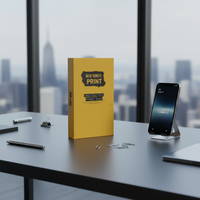 Boîtes en papier rigides recyclées jaunes personnalisées en deux parties avec couvercle supérieur et inférieur en mousse pour étui de téléphone, protection d'écran en verre trempé, boîte cadeau
