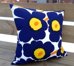 Floral Square <b>Cushion</b> Cover Nordic Style Blue Yellow Print Washable Home Decor - Product Image 1
