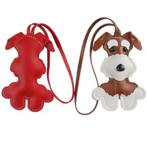 Leather Keychain Handmade Dog Pendant in New Design Cute Car Hanging Ornament With Gift Bag for Puppy Lovers