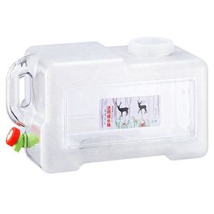 Seau de stockage d'eau transparent blanc pour <span class=keywords><strong>camping</strong></span> extérieur, en PC de qualité alimentaire avec robinet, <span class=keywords><strong>bouteille</strong></span> d'eau pure pour voiture et conduite autonome - Product Image 1