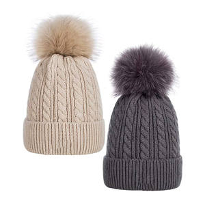 Bonnet d'hiver tricoté <span class=keywords><strong>en</strong></span> acrylique chaud de haute qualité avec pompon <span class=keywords><strong>en</strong></span> <span class=keywords><strong>fausse</strong></span> <span class=keywords><strong>fourrure</strong></span> - Product Image 6