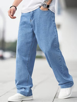 Jeans baggy noirs pour hommes ODM, coupe large, non lavés, style ample et surdimensionné