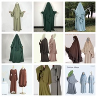 Ensemble de prière 2 pièces : Robe longue musulmane islamique Nida, Abaya papillon et Khimar assorti